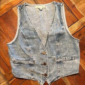 Happily Gray Denim Button-Up Vest